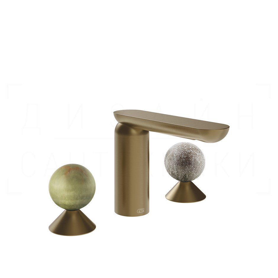 Gessi Perle Смеситель для раковины на 3 отв., без д/к, излив 13,2 см, цвет: deep bronze brushed PVD 74565#791