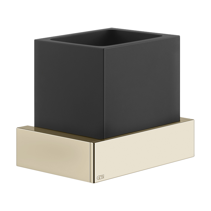 Gessi Inverso/Rettangolo Стакан подвесной, черный керамический, цвет: warm bronze brushed PVD 20808#726