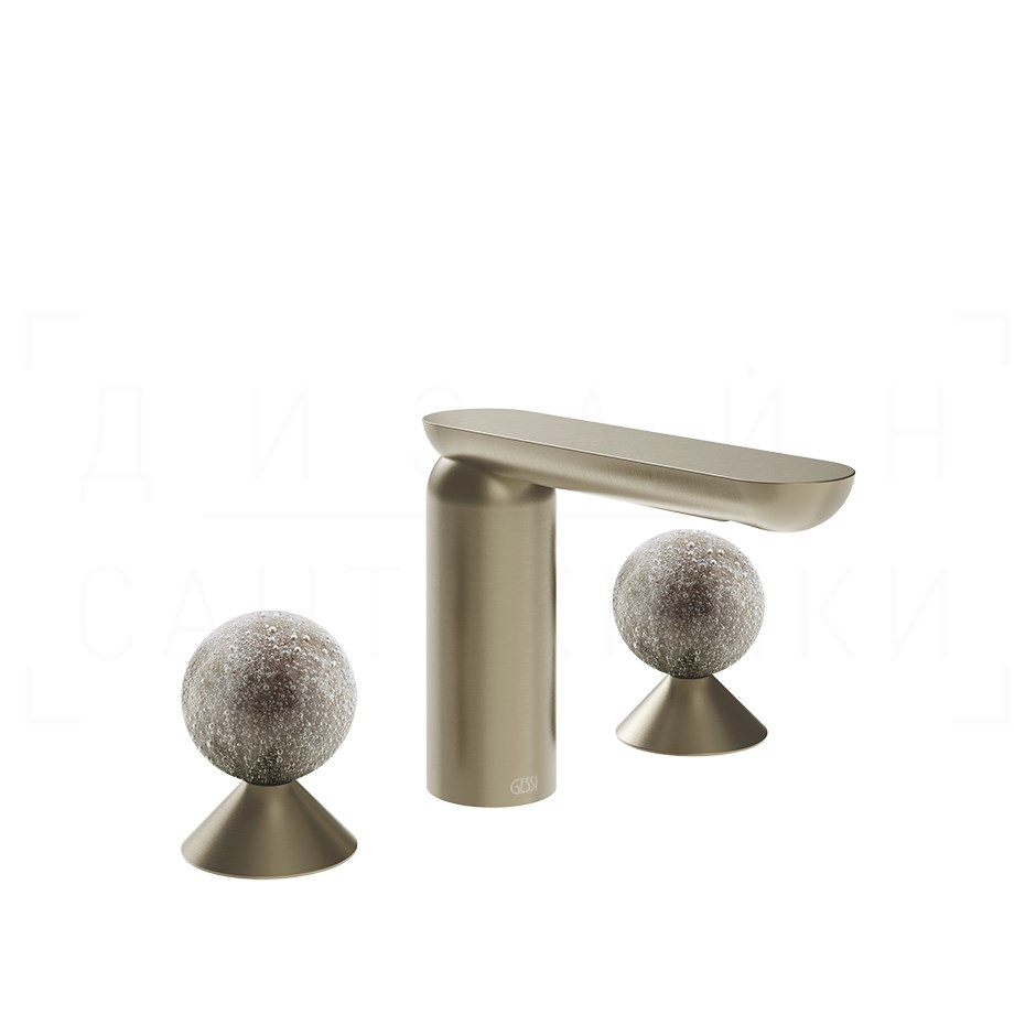 Gessi Perle Смеситель для раковины на 3 отв., без д/к, излив 13,2 см, цвет: finox brushed nickel 74665#149