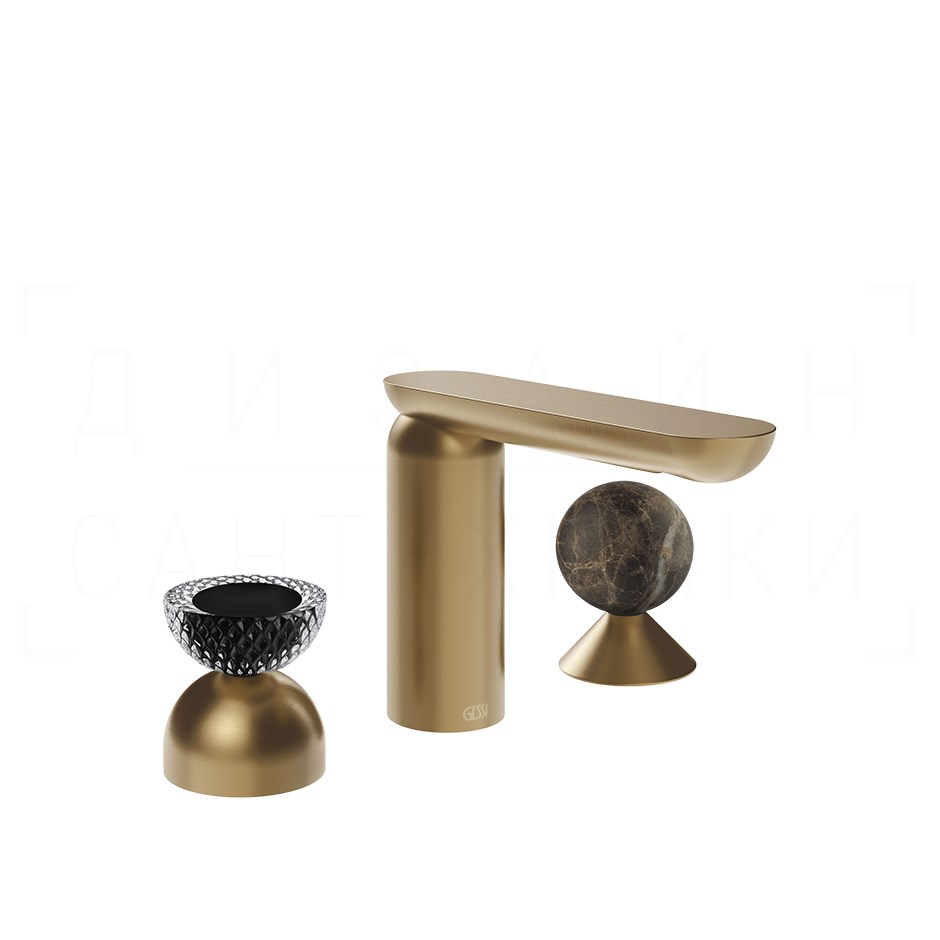 Gessi Perle Смеситель для раковины на 3 отв., без д/к, излив 13,2 см, цвет: warm bronze brushed PVD 74718#726