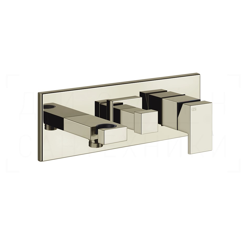 Gessi Rettangolo Смеситель для душа встраиваемый, на 2 потребителя, внешняя часть, цвет: nickel PVD 44910#720