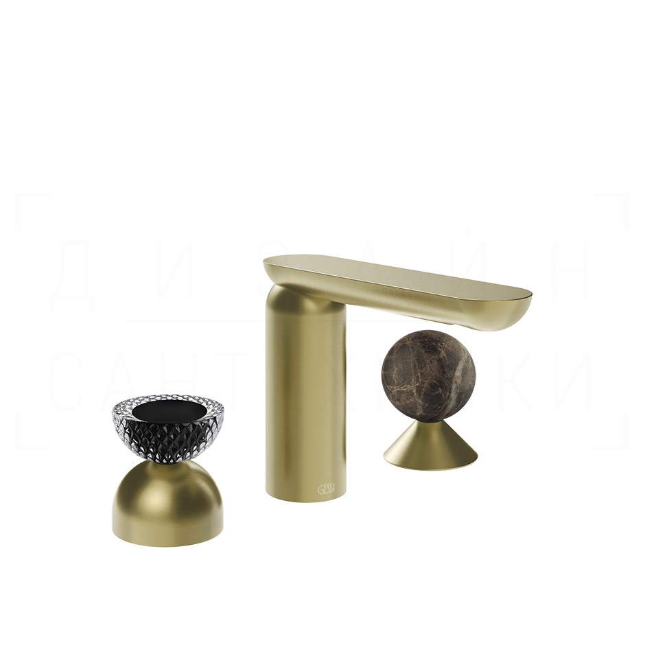 Gessi Perle Смеситель для раковины на 3 отв., без д/к, излив 13,2 см, цвет: brushed brass PVD 74718#727