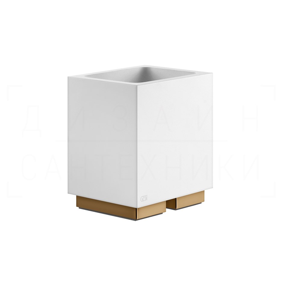 Gessi Inverso/Rettangolo Стакан настольный, керамический Neolite, цвет: white/warm bronze PVD 20831#735