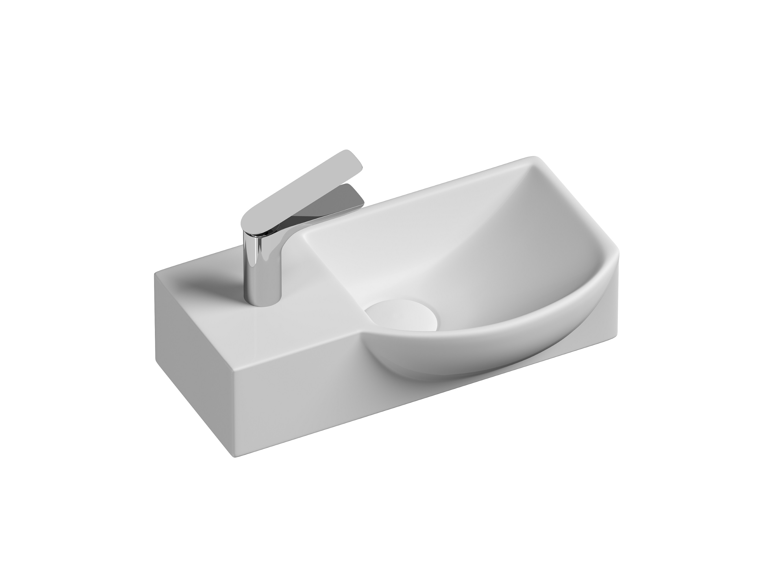Ceramicanova Element Раковина подвесная 40х22 см, с переливом, смес. слева, цвет: белый глянцевый CN6039R