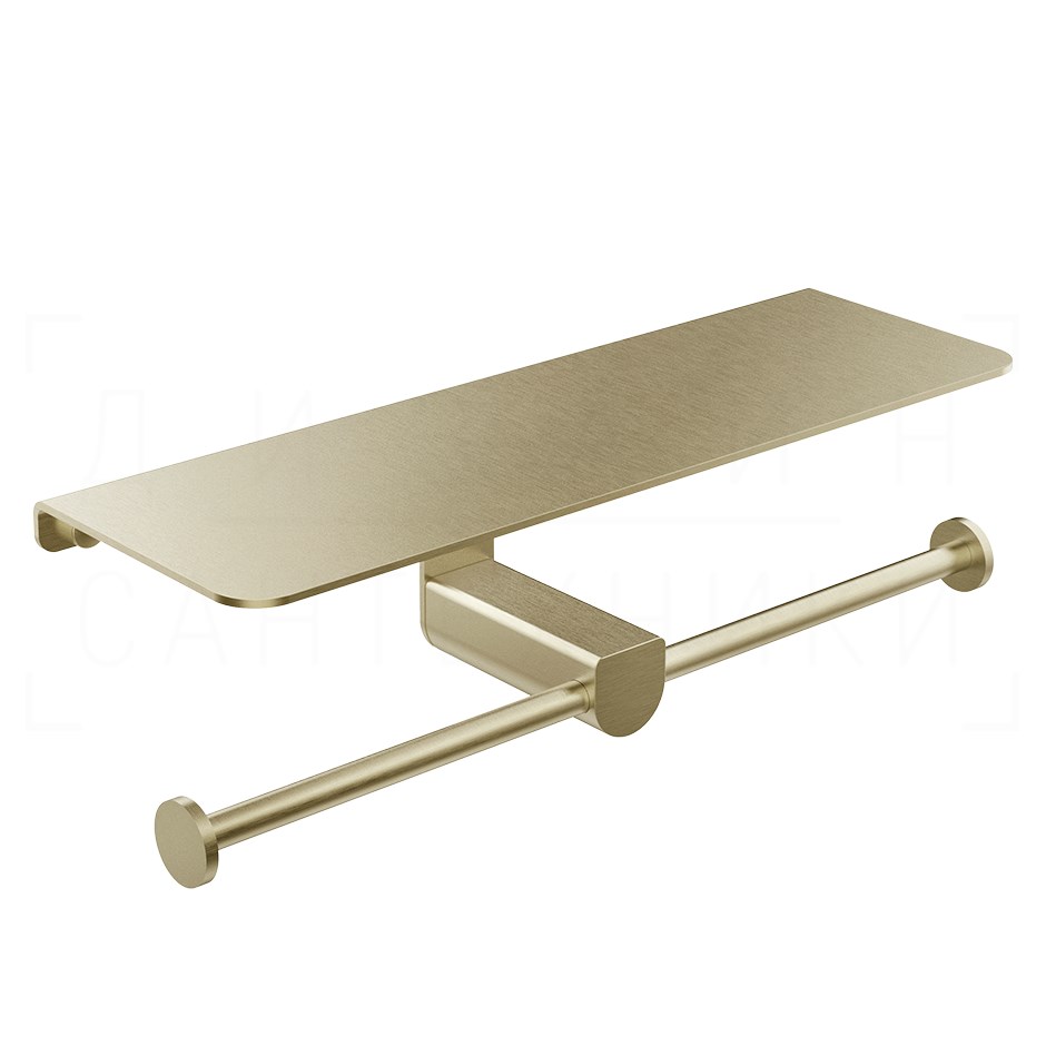 Gessi Rilievo Двойной держатель туалетной бумаги с полочкой, подвесной, цвет: brushed brass PVD 59450#727