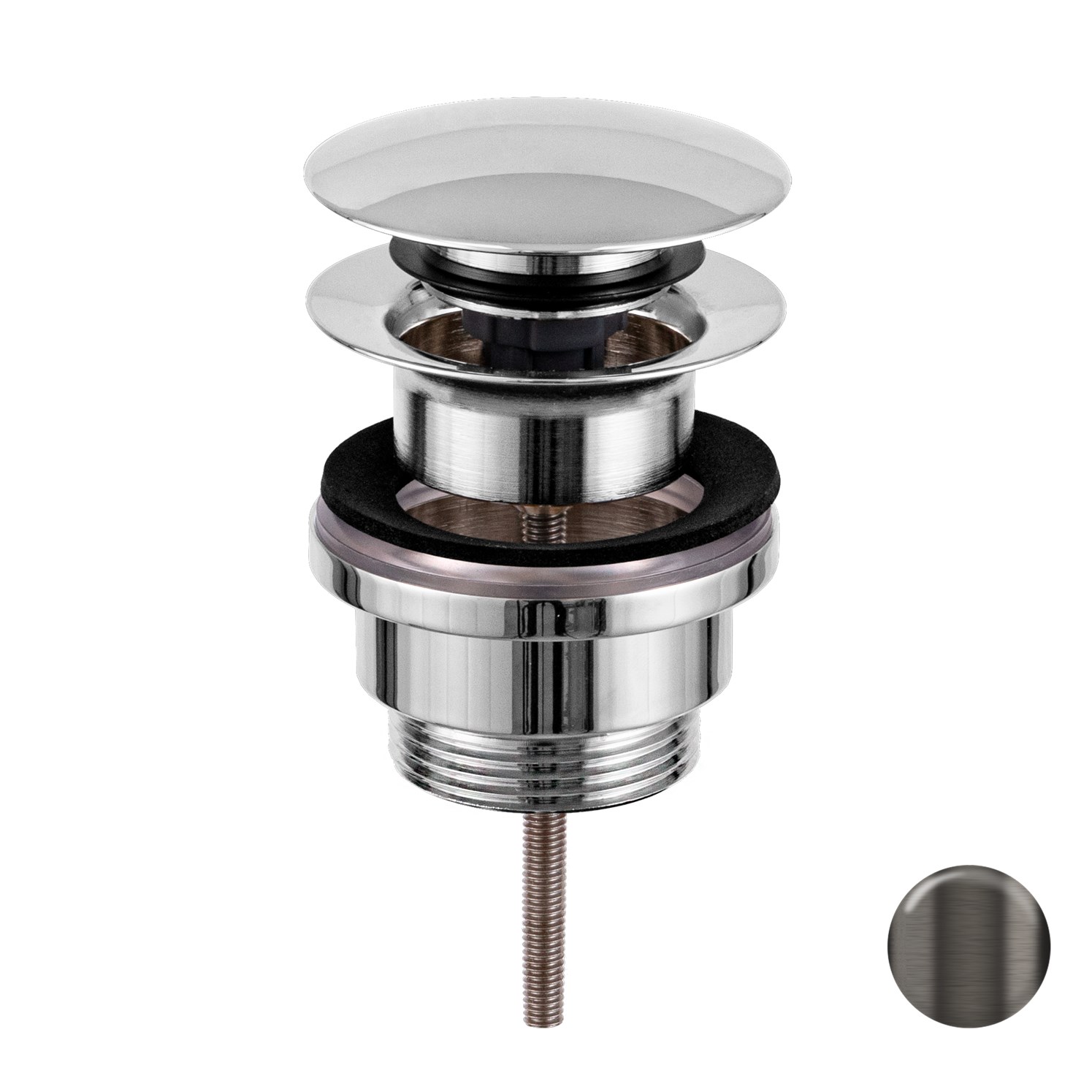 Remer Донный клапан Click-Clack, универсальный 1”1/4, цвет: nero spazzolato PVD 905CCR114GM