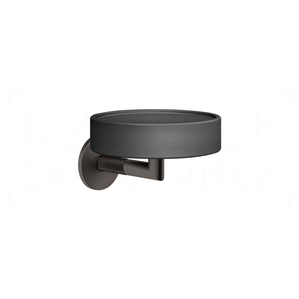 Gessi Anello Мыльница с керамической чашей Neolite, подвесная, цвет: black metal brushed PVD 63702#707