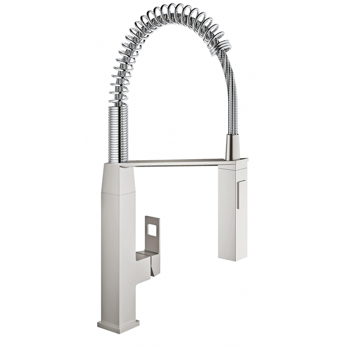 Grohe Eurocube Смеситель для кухни, гибкий и выдвижной излив, цвет: суперсталь 31395DC0