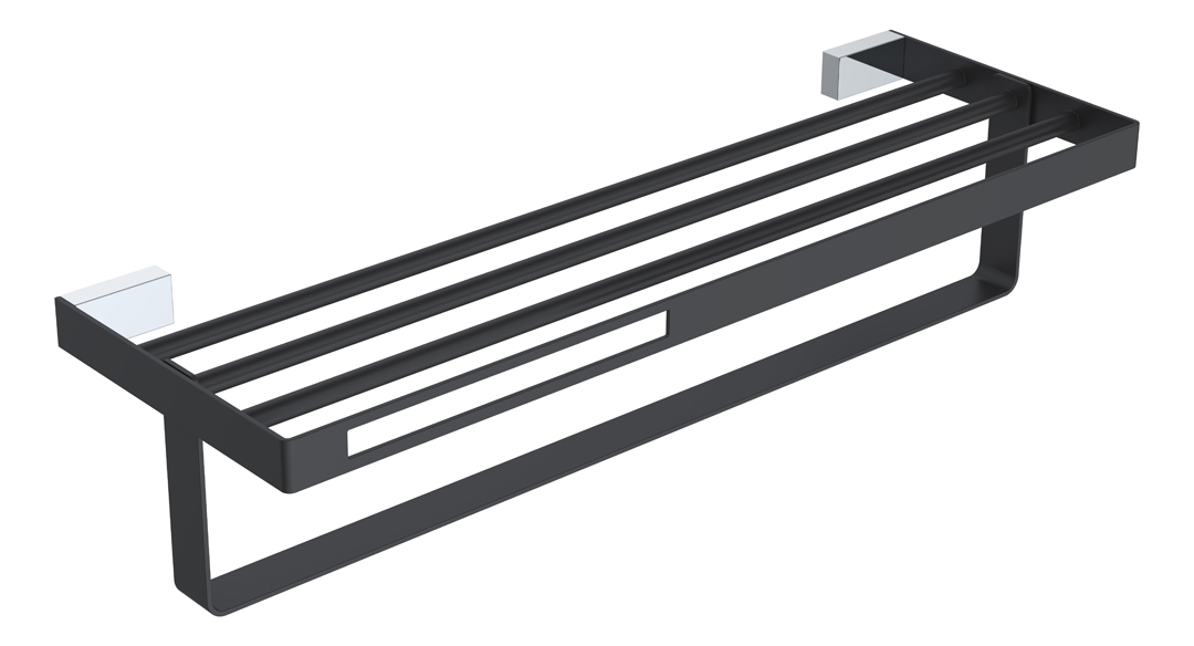 Boheme Q Полка для полотенец 60x23 см, подвесная, цвет: chrome/black 10947-CR-B