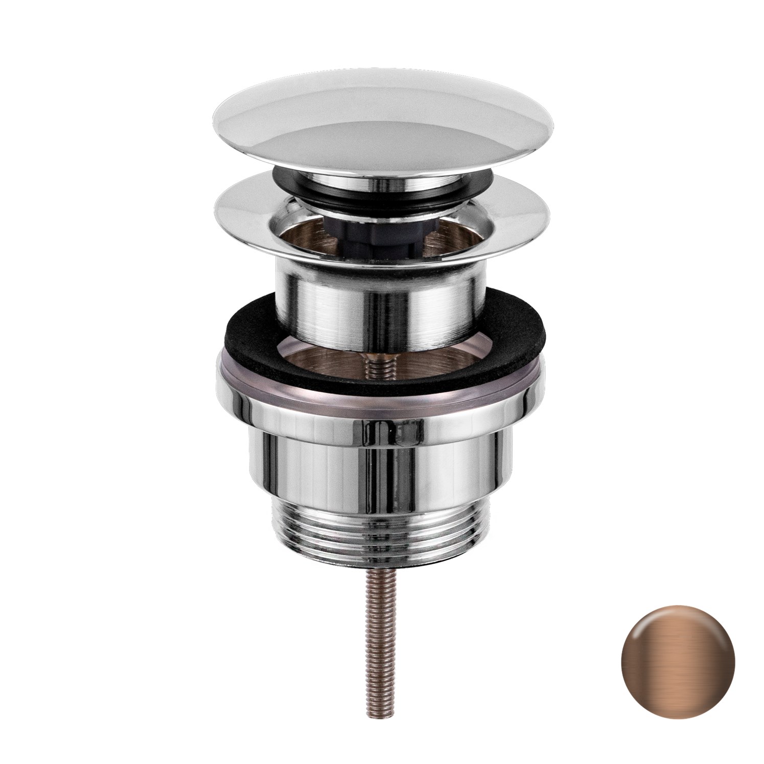 Remer Донный клапан Click-Clack, универсальный 1”1/4, цвет: rame spazzolato PVD 905CCR114CU