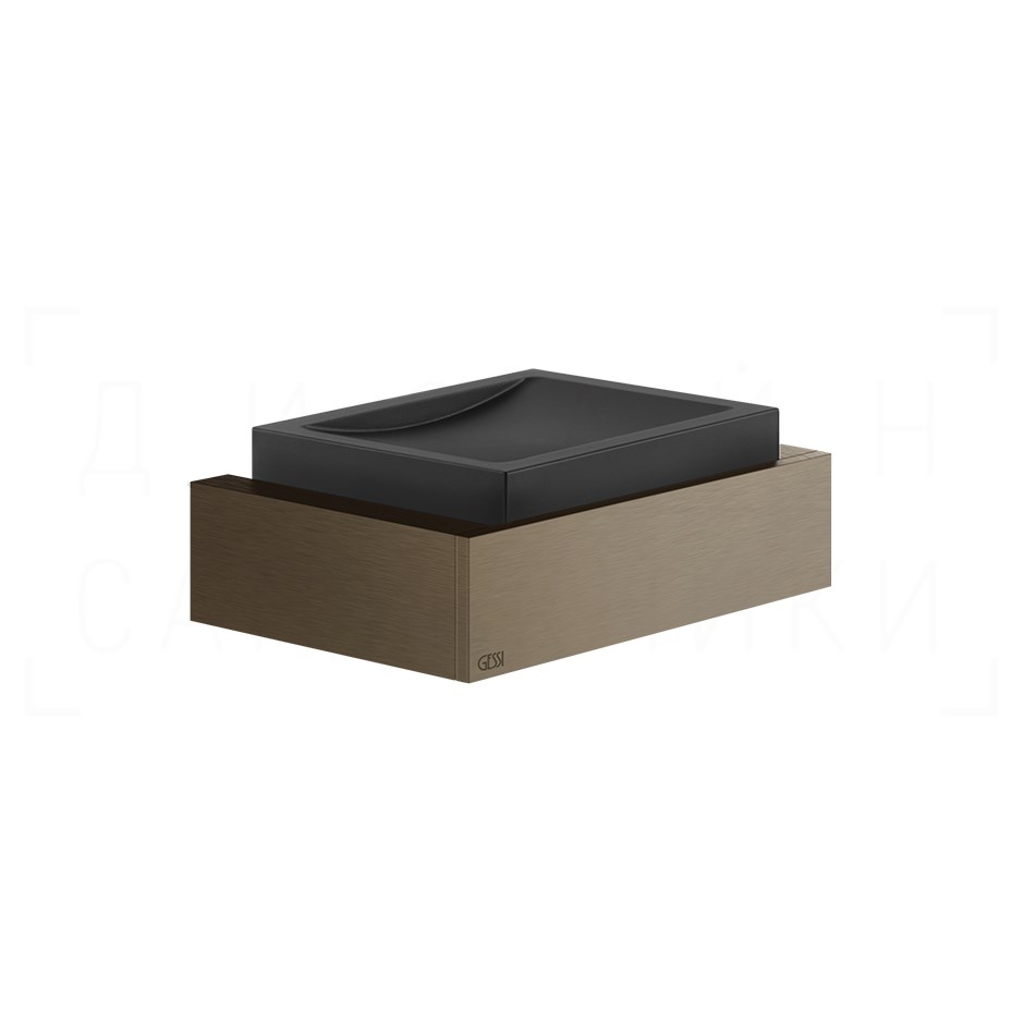 Gessi Inverso/Rettangolo Мыльница с чашей Neolite, подвесная, цвет: black/coffee bronze brushed PVD 20802#761