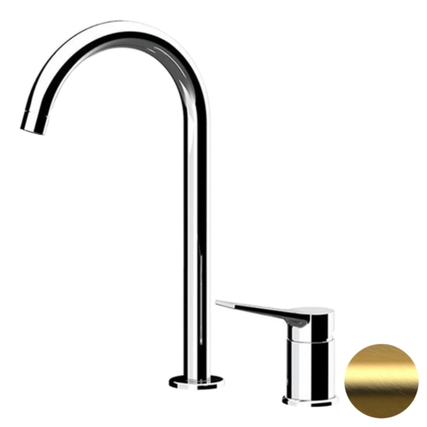 Remer Slash & Dot Смеситель для раковины, без д/к, высота излива 24 см, цвет: oro spazzolato SL57LBG