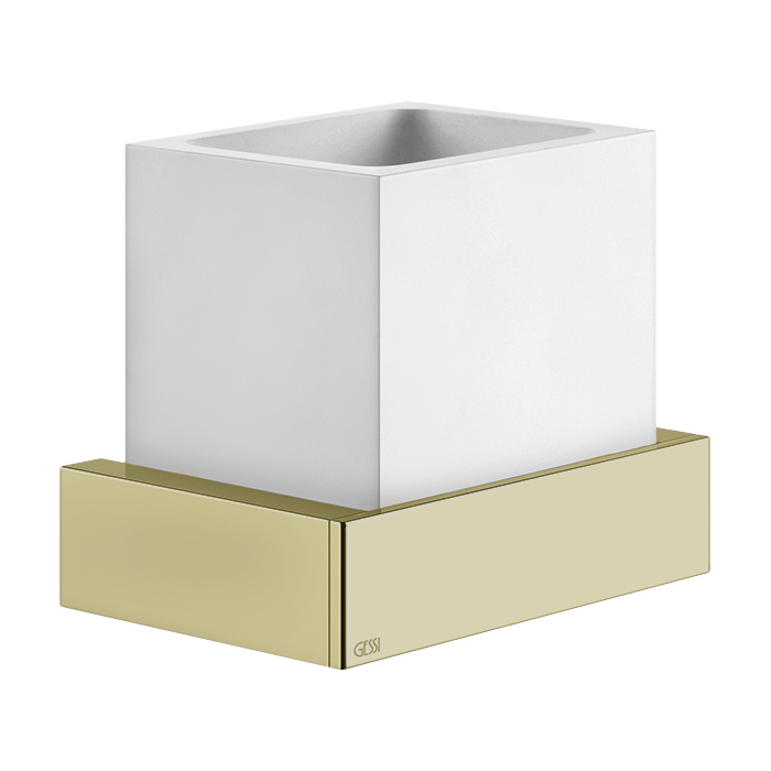 Gessi Inverso/Rettangolo Стакан подвесной, белый керамический, цвет: brushed brass PVD 20807#727