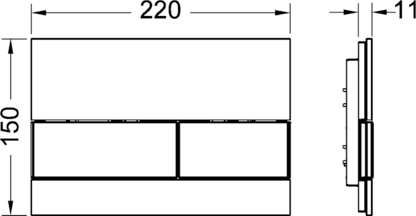 Tece Square Кнопка смыва для унитаза, стекло, цвет: черный/хром глянцевый 9240807