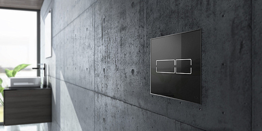 Tece Lux mini Кнопка смыва для унитаза, стекло, сенсорная, цвет: черный глянцевый 9240961