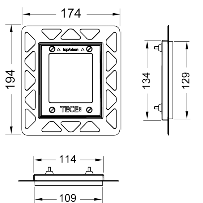 Tece Монтажная рамка для монтажа на уровне стены, цвет: черный 9242647
