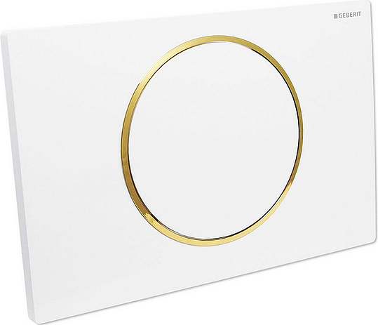 Geberit Sigma 10 Кнопка смыва для инсталляции, 1 режим, цвет: белый, окантовка позолота 115.758.KK.5
