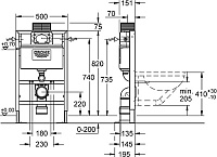 Grohe Rapid SL Инсталляция для унитаза 82h см с усиленными нижними опорами 38587000