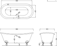Чугунная ванна Devon&Devon Admiral ножки золото 2MRADMIRALOTDD