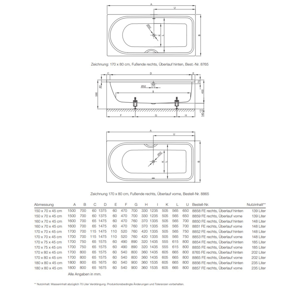 Bette Ocean Ванна стальная встраиваемая 180x80 см, с шумоизоляцией, цвет: белый 8856-000
