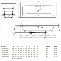 Bette One Ванна стальная встраиваемая 180x80 см, с шумоизоляцией, цвет: белый 3313-000