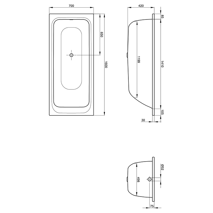 Bette Select Ванна стальная встраиваемая 160x70 см, с шумоизоляцией, цвет: белый 3410-000