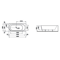 Laufen Pro Ванна 180x80 см, угловая правая без слива-перелива Marbond белая 2.4495.5.000.000.1