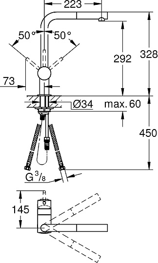 Grohe Minta Смеситель для кухни, с выдвижным изливом, цвет: хром 32168000