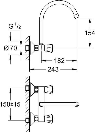 Grohe Costa Смеситель для кухни накладной, цвет: хром 31191001