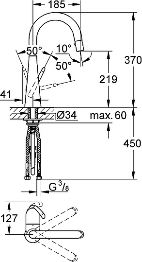 Grohe Zedra Смеситель для кухни, с поворотным изливом, цвет: нержавеющая сталь 32296SD0
