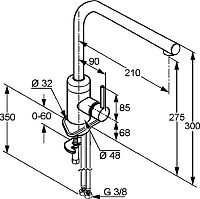 Kludi L-Ine Смеситель для кухни рычажный, высота излива 27,5 см, цвет: хром 428140577