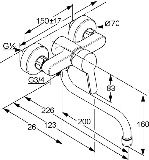 Kludi Logo Neo Смеситель для кухни рычажный, длина излива 16 см, цвет: хром 379240575