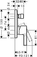 Hansgrohe Metris S Смеситель для ванны встраиваемый на 2 потребителя, внешняя часть, цвет: хром 31465000