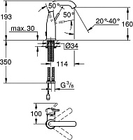Grohe Essence New Смеситель для раковины высокий, с д/к, высота излива 16 см, цвет: хром 23480001