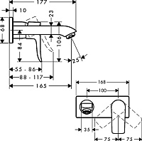Hansgrohe Metris Смеситель для раковины встраиваемый, внешняя часть, излив 16,5 см, цвет: хром 31085000