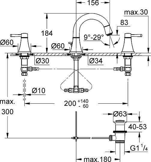 Grohe Grandera Смеситель для раковины вентильный, с д/к, длина излива 15,6 см, цвет: хром/золото 20417IG0