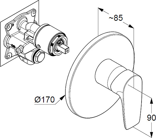 Kludi Pure&Solid Смеситель для душа встраиваемый, внешняя часть, цвет: хром 346550575