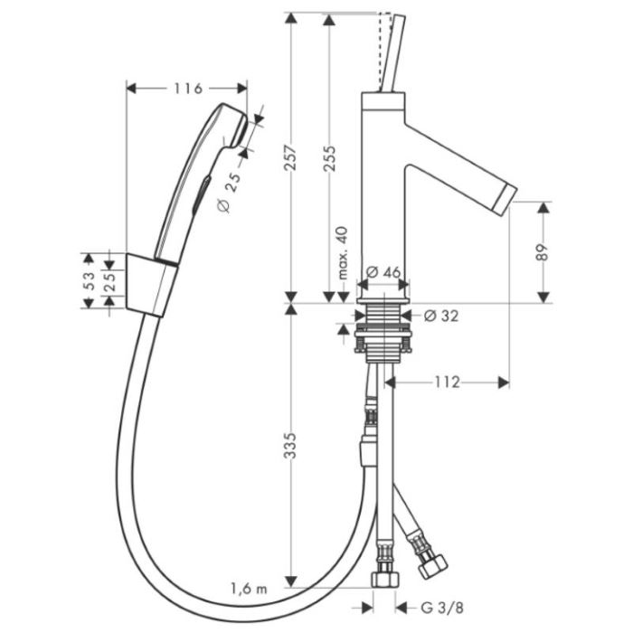 Axor Starck Смеситель для раковины однорычажный на 1 отв. без донного клап., цвет: хром 10300000
