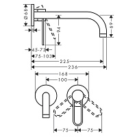 Axor Uno Смеситель для раковины встраиваемый внешняя часть, с донным клапаном, цвет: хром 38122000