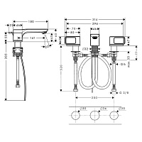 Axor Urquiola Смеситель для раковины двухвент. на 3 отв. с донным клап., цвет: хром 11041000