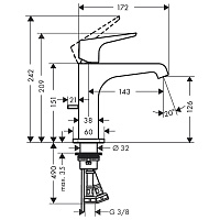 Axor Citterio E Смеситель для раковины однорычажный на 1 отв. с дон. клап., цвет: шлифованная бронза 36110140