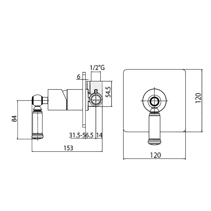 Bossini Liberty Смеситель для душа, встраиваемый, цвет: gold Z00067.021