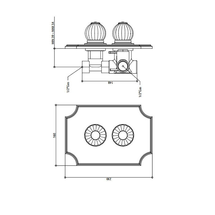 Bongio Rivoli Встраиваемый термостатический смеситель цвет хром/Cristallo 00 05544CR00