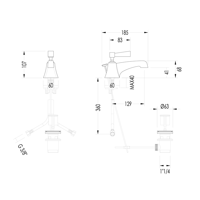 Devon&Devon Vip Time Смеситель для раковины на 1 отв., цвет хром 2VPTIME210CR