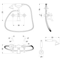 Devon&Devon White Rose Смеситель для ванны настенный, цвет никель блестящий UTWR733NK