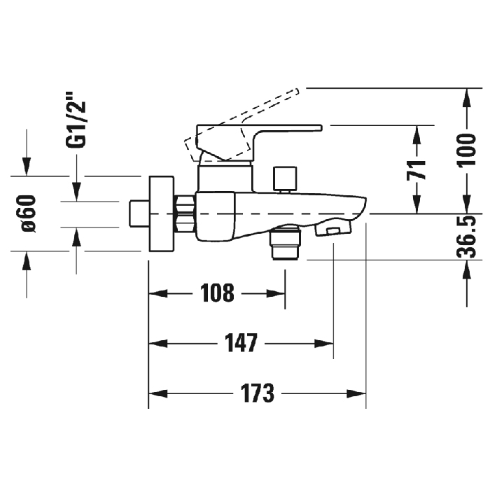 Duravit B.3 Смеситель для ванны настенный, цвет: хром B35230000010