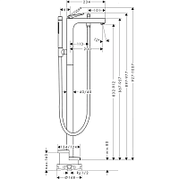 Axor Citterio Смеситель для ванны, напольный, однорычажный, с ручным душем "палочка",цвет: хром 39440000