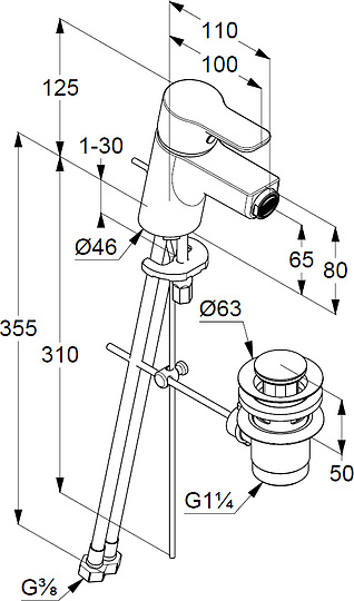 Kludi Pure&Easy Смеситель для биде, с д/к, цвет: хром 375330565