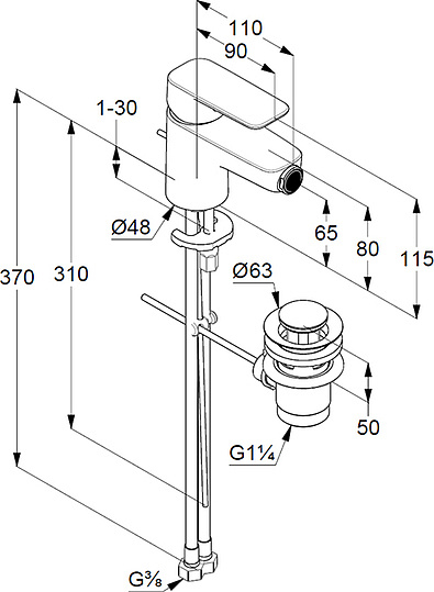 Kludi Pure&Style Смеситель для биде, с д/к, цвет: хром 402160575