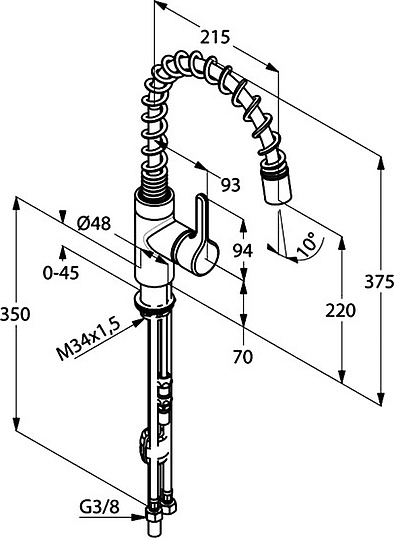 Kludi Bingo Star Смеситель для кухни с гибким изливом, высота излива 22 см, цвет: хром 428550578